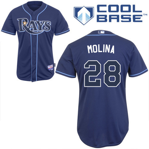 Jose Molina #28 MLB Jersey-Tampa Bay Rays Men's Authentic Alternate 2 Navy Cool Base Baseball Jersey
